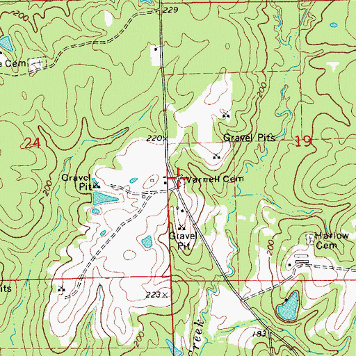 Topographic Map of Varnell Cemetery, AR