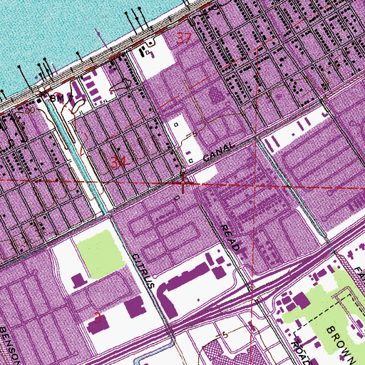 Topographic Map of Read Boulevard Shopping Center, LA