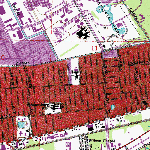 Topographic Map of Resurrection of Our Lord Catholic Church, LA