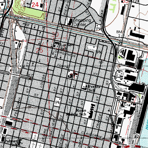 Topographic Map of Saint Mary of the Angels School (historical), LA