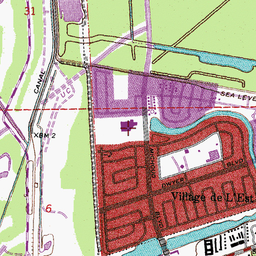 Topographic Map of Sarah Towels Reed High School, LA