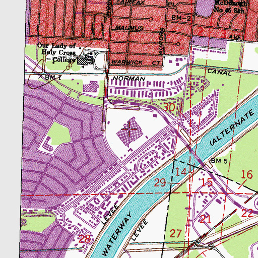 Topographic Map of Tall Timbers Mall Shopping Center, LA