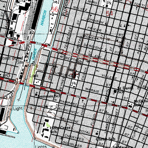 Topographic Map of Thomas Alva Edison Elementary School (historical), LA