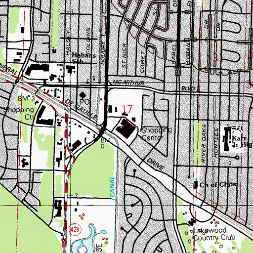 Topographic Map of Village Aurora Shopping Center, LA