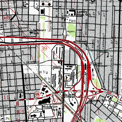 Topographic Map of William J Fischer Elementary School, LA