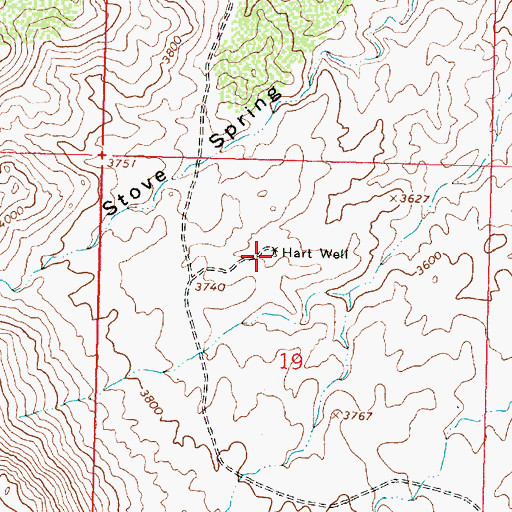 Topographic Map of Hart Well, AZ