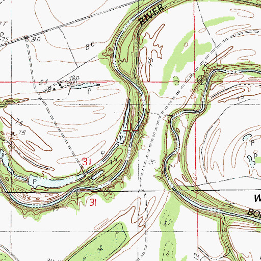 Topographic Map of Lorrlas Ferry (historical), LA