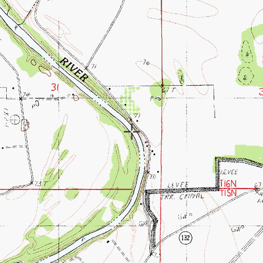 Topographic Map of Reynolds Ferry (historical), LA
