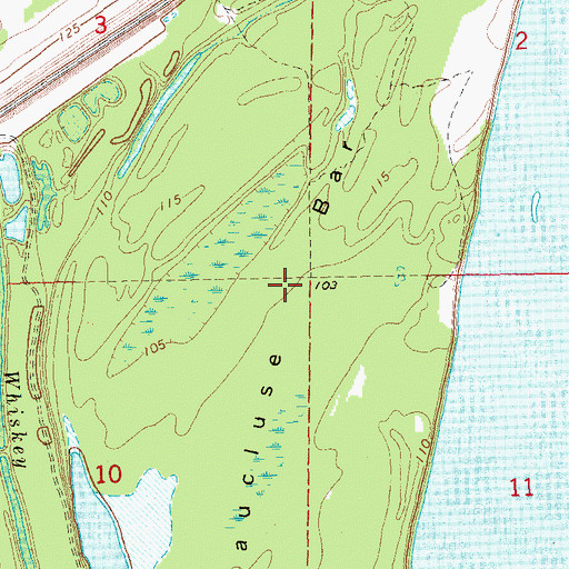 Topographic Map of Vaucluse Bar, AR