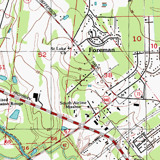Topographic Map of Castle Ridge Estates, LA