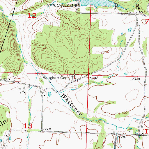 Topographic Map of Vaughan Cemetery, AR