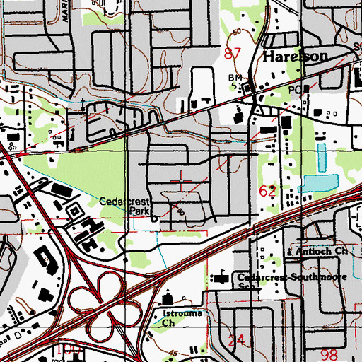 Topographic Map of Cedarcrest, LA