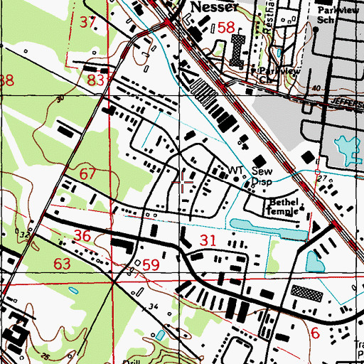 Topographic Map of Cloverland, LA