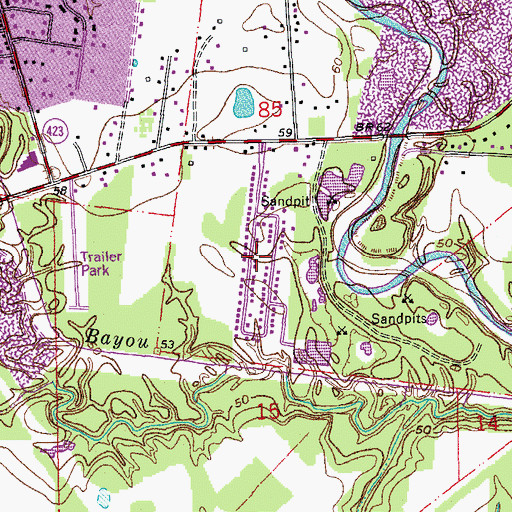 Topographic Map of Comite Estates, LA