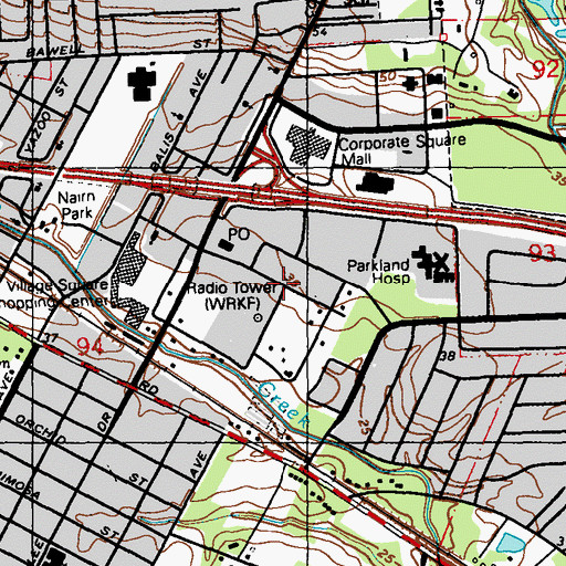 Topographic Map of Concord Park, LA