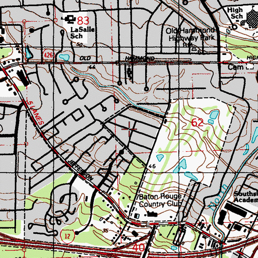 Topographic Map of Country Club Estates, LA