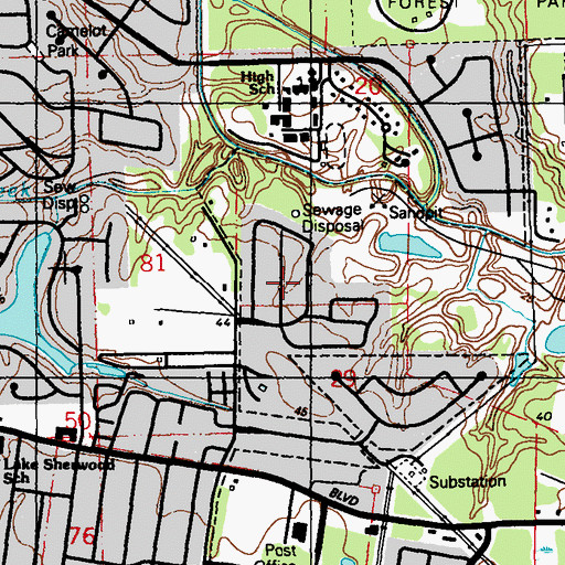 Topographic Map of Country Manor, LA