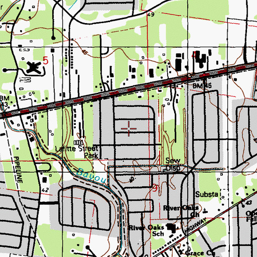 Topographic Map of Donwood, LA