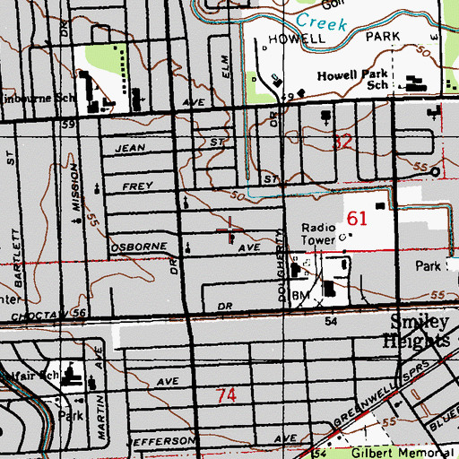 Topographic Map of Dougherty Place, LA