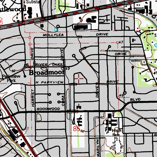 Topographic Map of East Broadmoor, LA