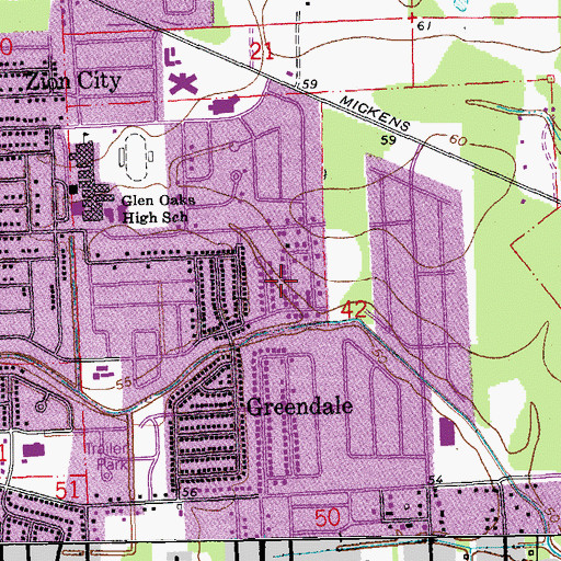 Topographic Map of East Glen, LA