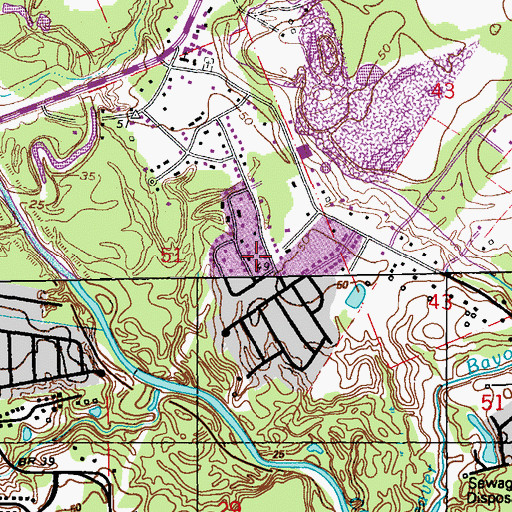 Topographic Map of East Ridgewood, LA