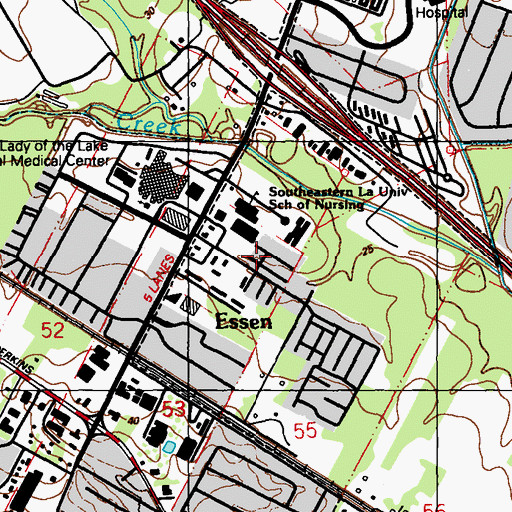 Topographic Map of Essen Plaza, LA