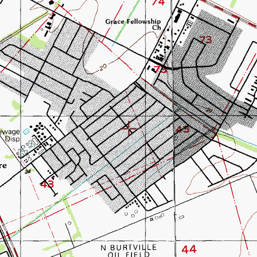 Topographic Map of Evangeline Hermitage Estates, LA