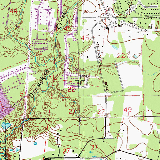 Topographic Map of Evergreen Hills, LA