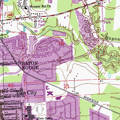 Topographic Map of Forest Heights Park, LA