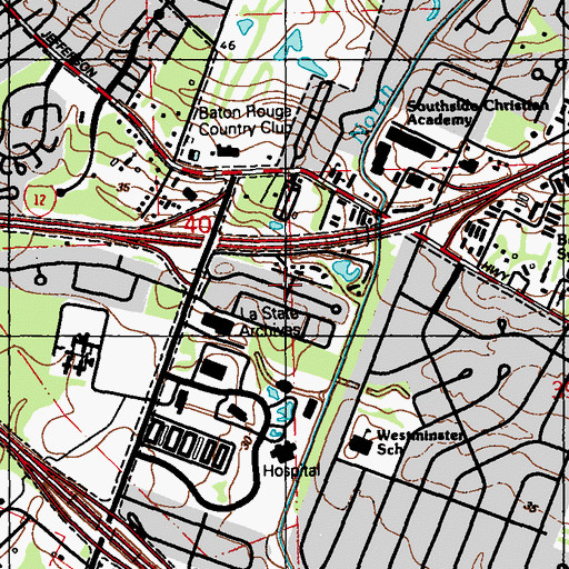 Topographic Map of Forest Hill, LA