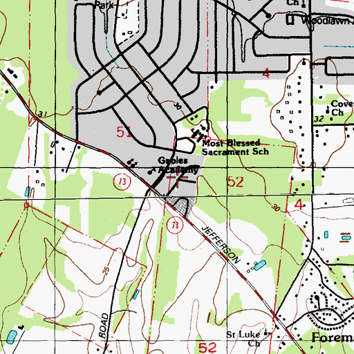 Topographic Map of Fox Run, LA