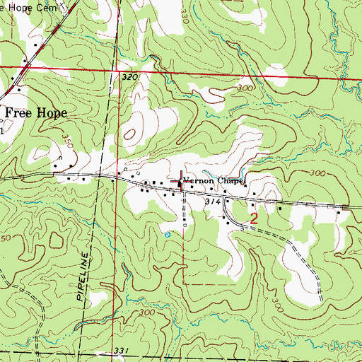 Topographic Map of Vernon Chapel, AR