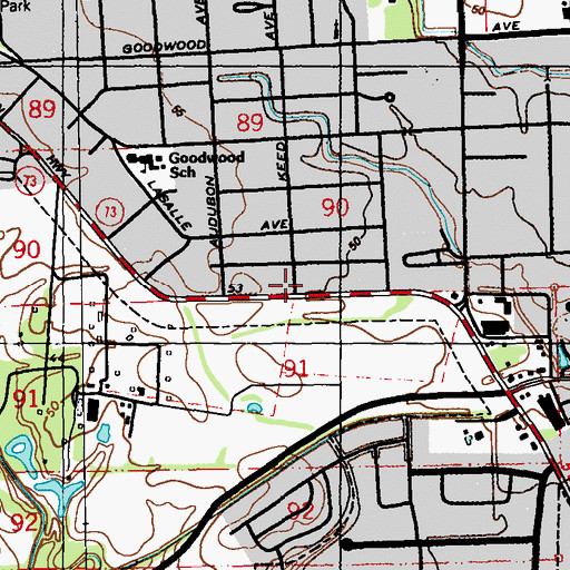 Topographic Map of Goodwood Estates, LA