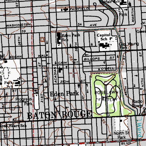 Topographic Map of Greenville, LA