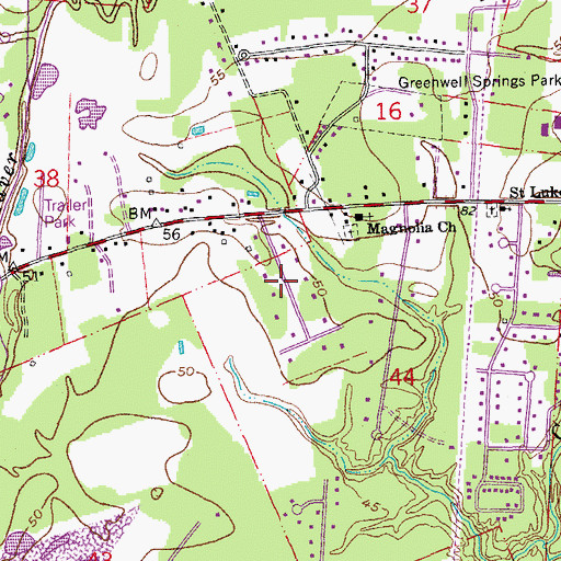 Topographic Map of Greenwell Acres East, LA