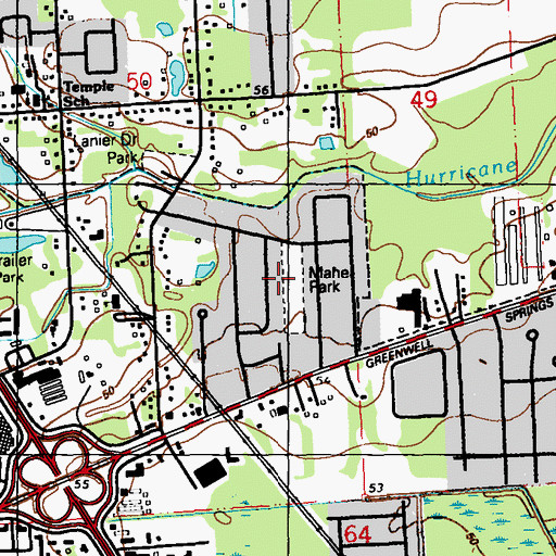 Topographic Map of Greenway Place, LA