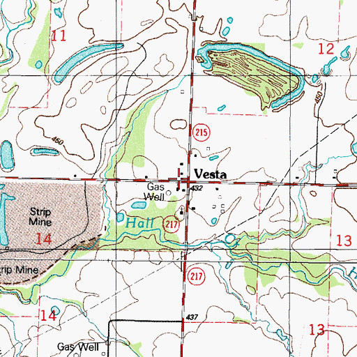 Topographic Map of Vesta, AR