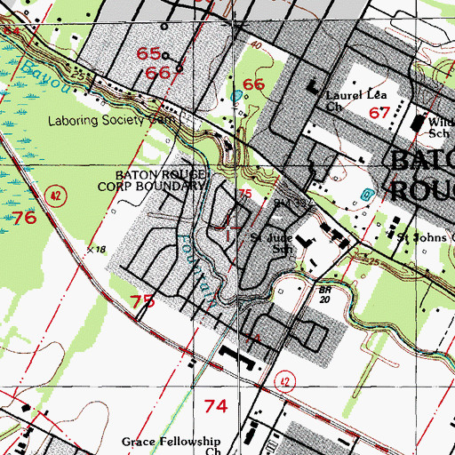 Topographic Map of Highland Creek, LA