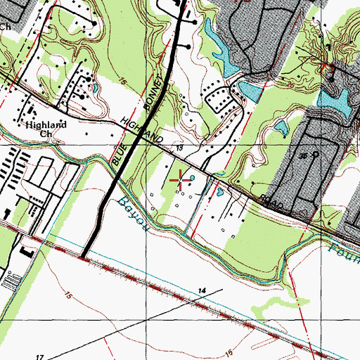 Topographic Map of Highland Estates, LA