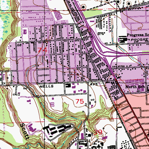 Topographic Map of Highland Farms, LA