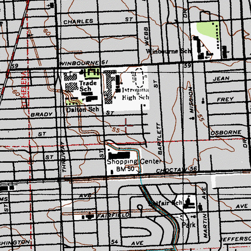 Topographic Map of Highland Gardens, LA