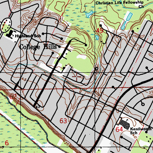 Topographic Map of Highland Hills, LA