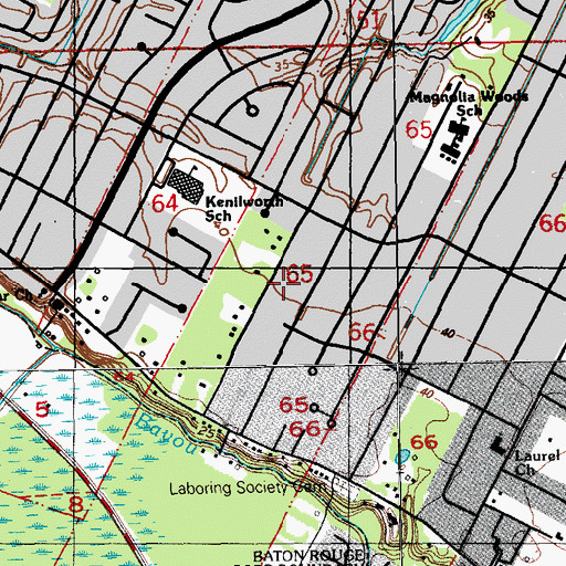 Topographic Map of Highland Road Estates, LA