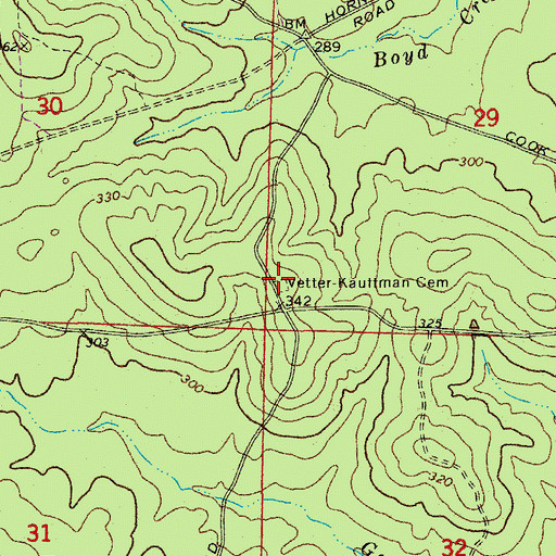 Topographic Map of Vetter-Kauffman Cemetery, AR