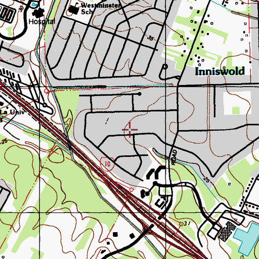Topographic Map of Inniswold Estates, LA