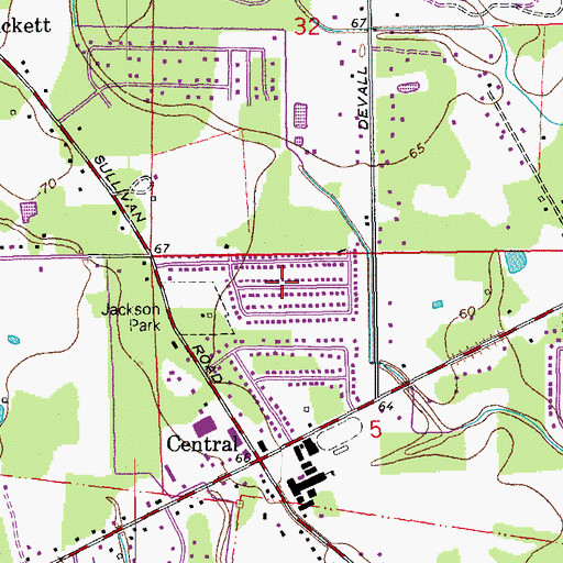 Topographic Map of Jackson Park, LA
