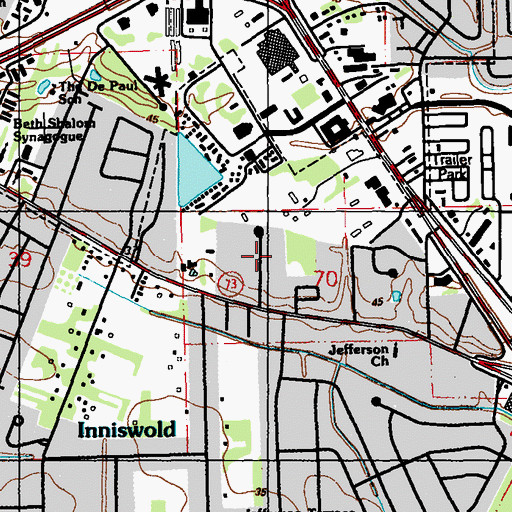 Topographic Map of Jefferson Shadows, LA