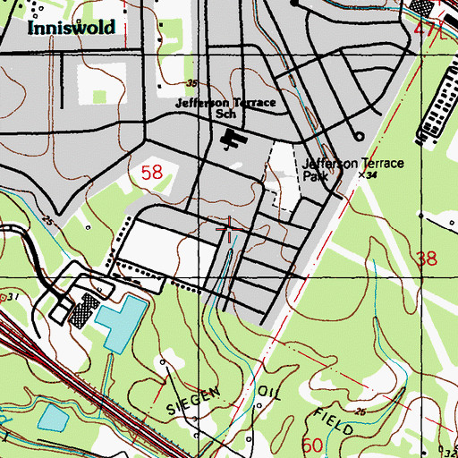 Topographic Map of Jefferson Terrace, LA