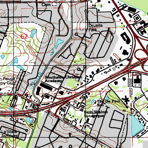 Topographic Map of Keaty Place, LA